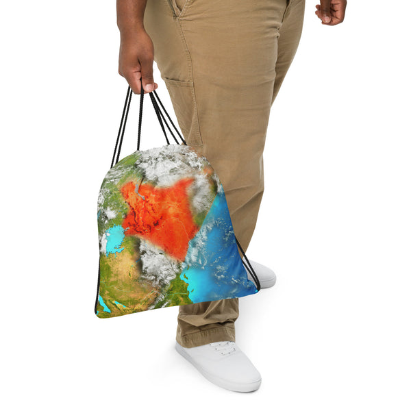 Kenya Aerial view Map Drawstring Bag