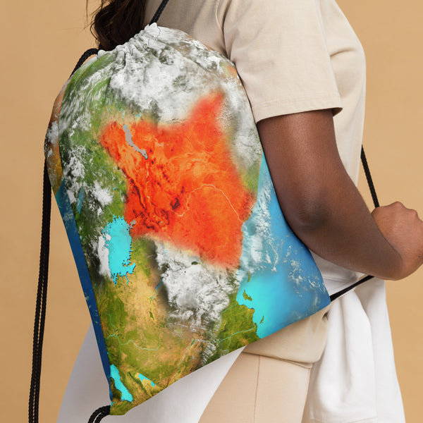 Kenya Aerial view Map Drawstring Bag