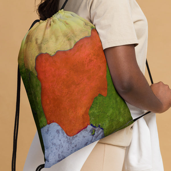 Nigeria Map, Rugged look, Drawstring bag