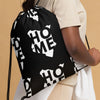 Kenya Drawstring Bag, Home White Map pattern on Black