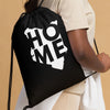Kenya Drawstring Bag, Home White Map on Black