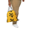 Kenya Drawstring Bag, Home Black Map pattern on Yellow