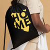 Kenya Drawstring Bag, Home yellow map on black