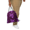 Kenya Drawstring Bag, Home Magenta Map pattern on Tyrian Purple