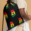 Ghana Drawstring Bag - Ghanaian map-flag pattern on black