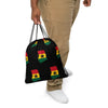 Ghana Drawstring Bag - Ghanaian map-flag pattern on black