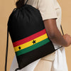 Ghana Drawstring Bag - Ghanaian map-flag pattern on black