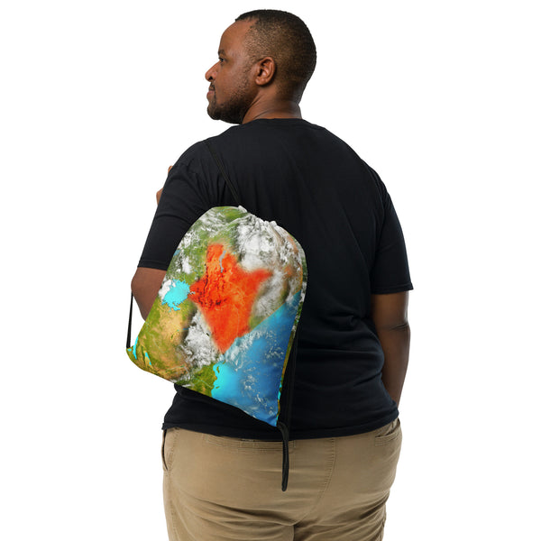Kenya Aerial view Map Drawstring Bag