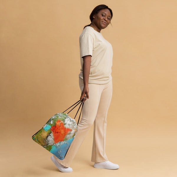 Kenya Aerial view Map Drawstring Bag