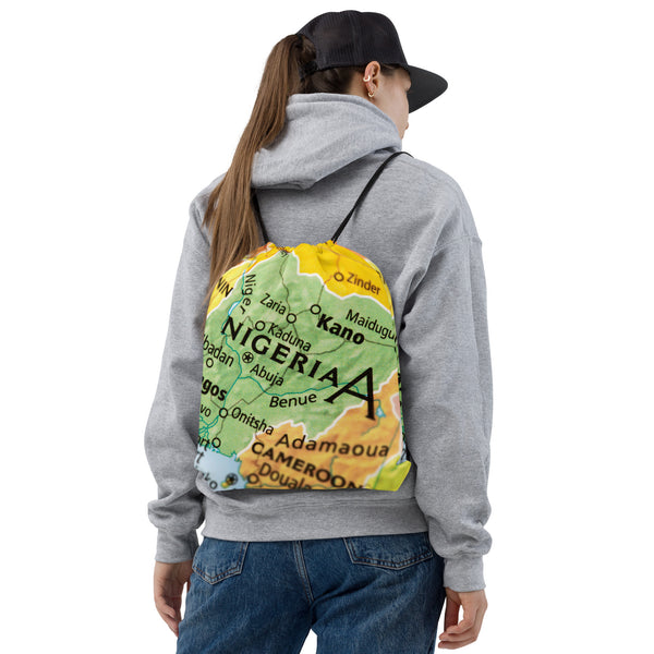 Nigeria Map, Drawstring bag