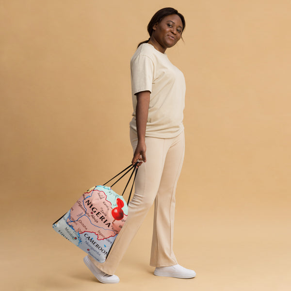 Nigeria Map, Drawstring bag