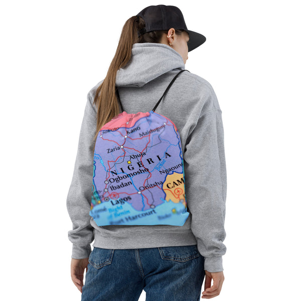 Nigeria Map, Drawstring bag