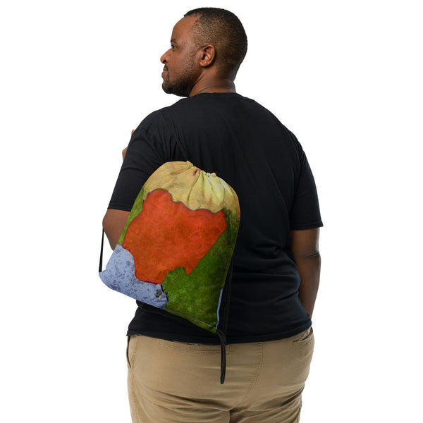 Nigeria Map, Rugged look, Drawstring bag