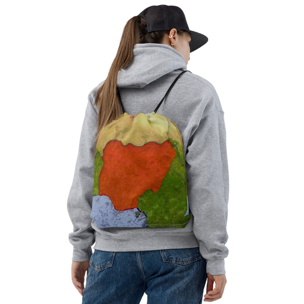 Nigeria Map, Rugged look, Drawstring bag