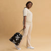 Kenya Drawstring Bag, Home White Map pattern on Black