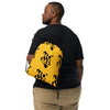 Kenya Drawstring Bag, Home Black Map pattern on Yellow