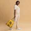 Kenya Drawstring Bag, Home Black Map pattern on Yellow
