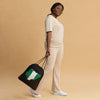 Nigeria Drawstring Bag - Flag Map on black