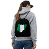 Nigeria Drawstring Bag - Flag Map on black