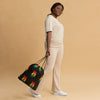 Ghana Drawstring Bag - Ghanaian map-flag pattern on black