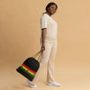 Ghana Drawstring Bag - Ghanaian map-flag pattern on black