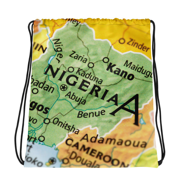 Nigeria Map, Drawstring bag