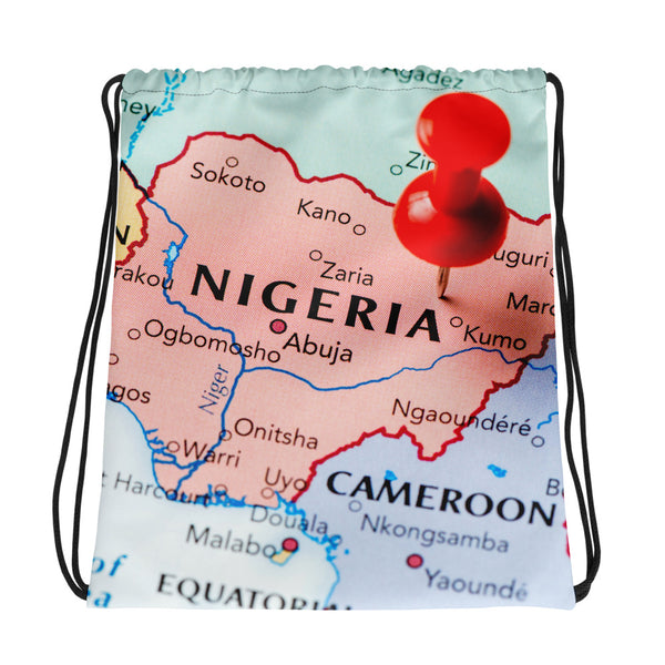 Nigeria Map, Drawstring bag