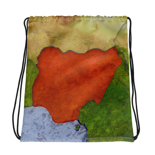 Nigeria Map, Rugged look, Drawstring bag