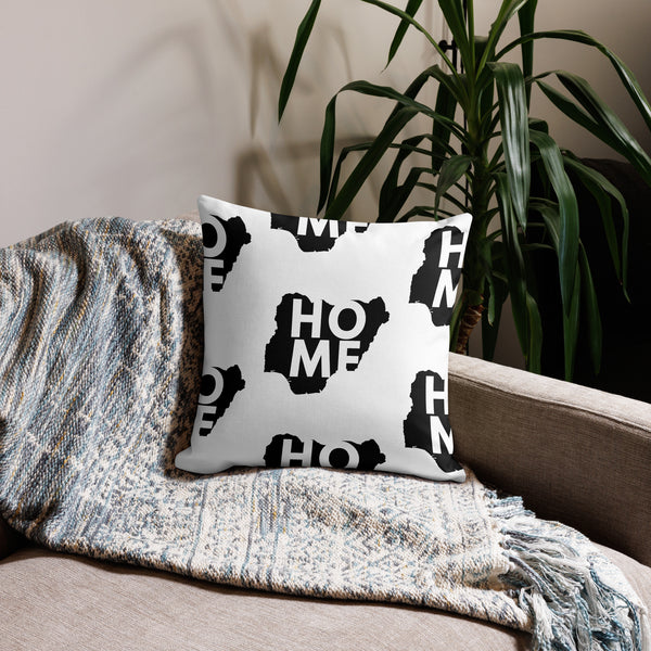 Nigeria Premium Throw Pillow - Home, Black Map On White