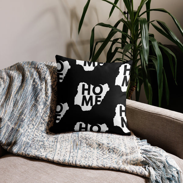 Nigeria Premium Throw Pillow - Home, Nigeria White Map On Black