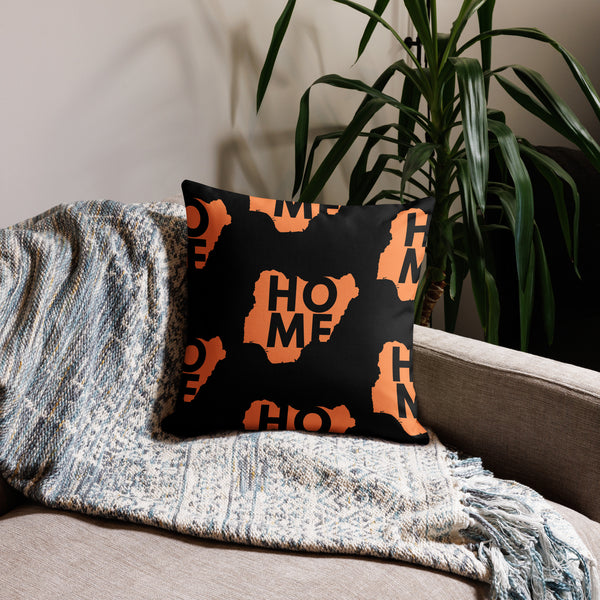 Nigeria Premium Throw Pillow - Home, Nigeria Orange Map On Black