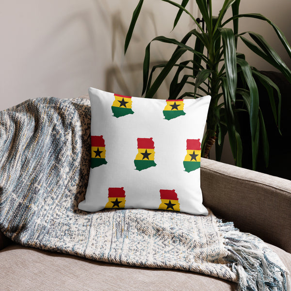 Ghana Premium Throw Pillow - Ghana Flag Pattern on white