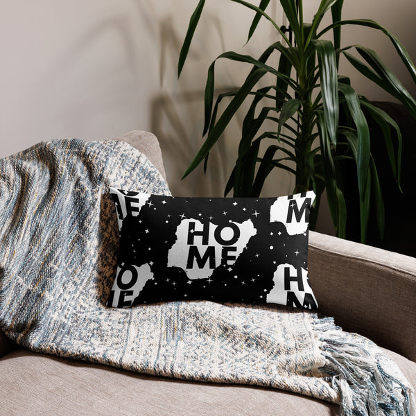 Nigeria Premium Throw Pillow - Home, Nigeria White Map On Starry Black