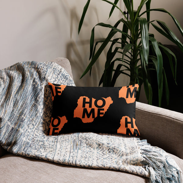 Nigeria Premium Throw Pillow - Home, Nigeria Orange Map On Black