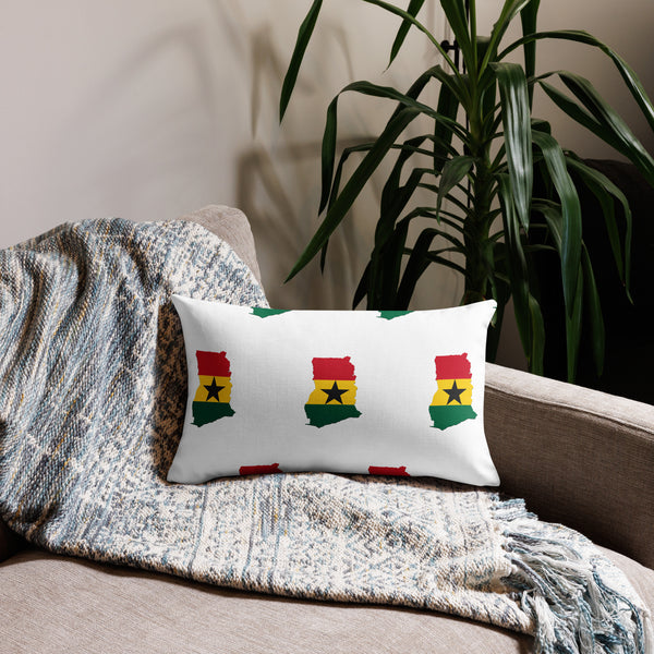 Ghana Premium Throw Pillow - Ghana Flag Pattern on white