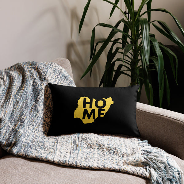 Nigeria Premium Throw Pillow - Home, Nigeria Yellow Map On Black