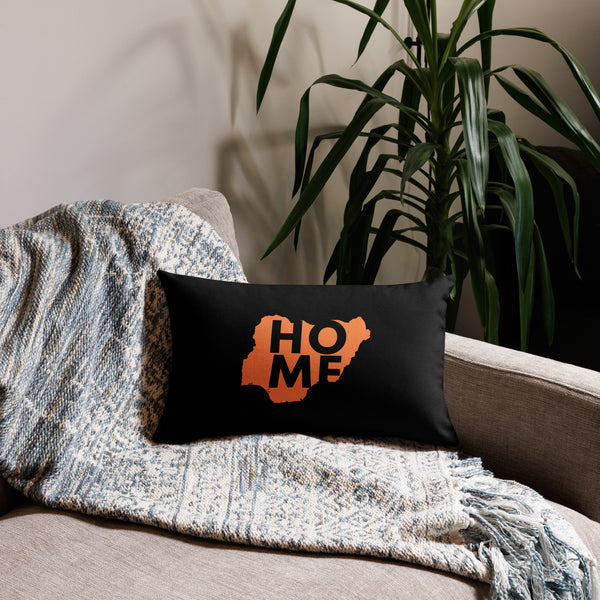 Nigeria Premium Throw Pillow - Home, Nigeria Orange Map On Black