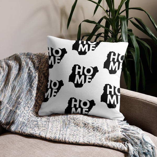 Nigeria Premium Throw Pillow - Home, Black Map On White