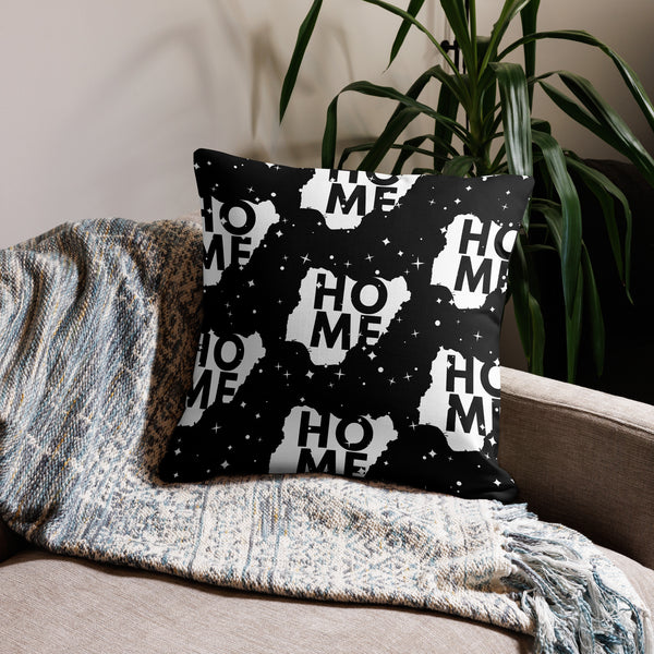 Nigeria Premium Throw Pillow - Home, Nigeria White Map On Starry Black