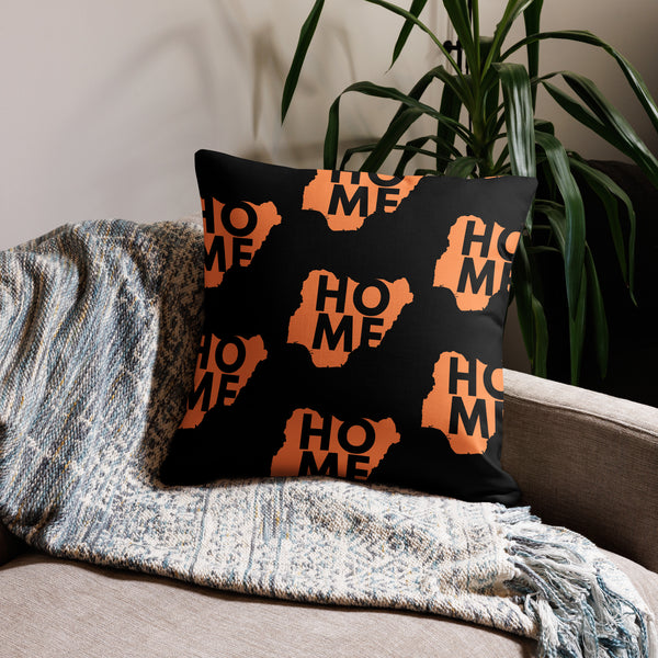 Nigeria Premium Throw Pillow - Home, Nigeria Orange Map On Black