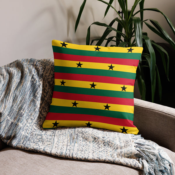 Ghana Premium Throw Pillow - Ghanaian Flag Pattern
