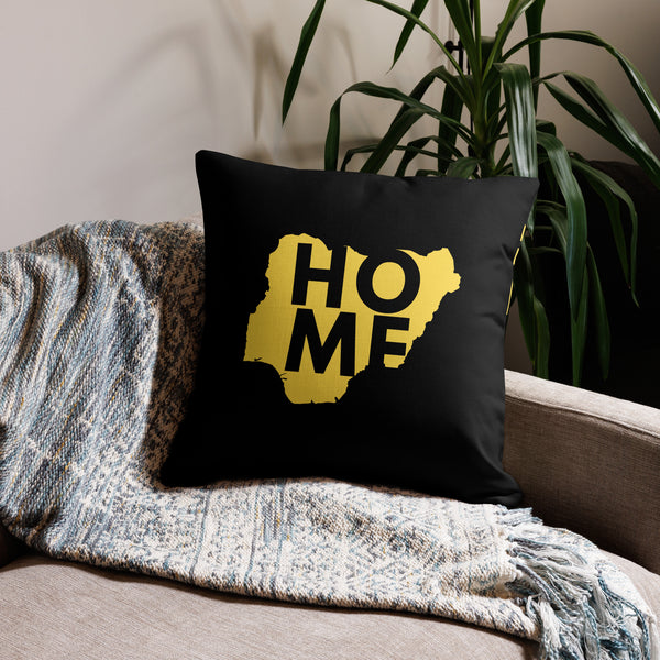 Nigeria Premium Throw Pillow - Home, Nigeria Yellow Map On Black