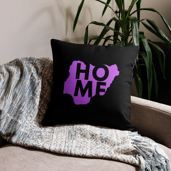 Nigeria Premium Throw Pillow - Home, Nigeria Magenta Map On Black
