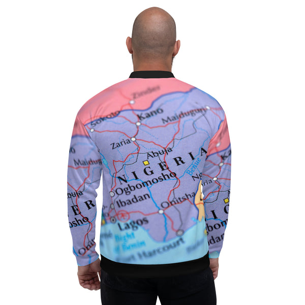 Nigeria Map, Unisex Bomber Jacket
