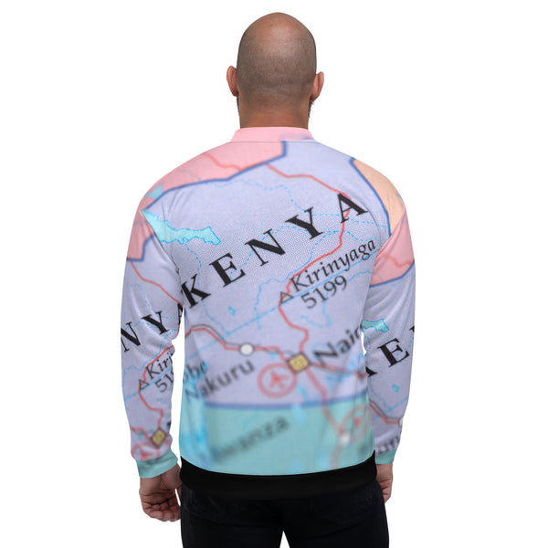 Kenyan Blue Map, Unisex Bomber Jacket