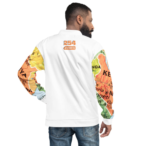 Kenyan Map Bomber Jacket - (White, Unisex)