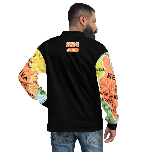 Kenyan Map Bomber Jacket - (Black, Unisex)