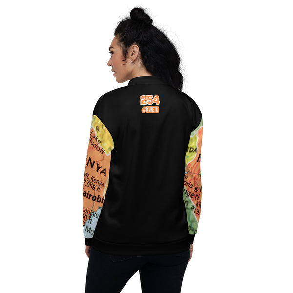 Kenyan Map Bomber Jacket - (Black, Unisex)