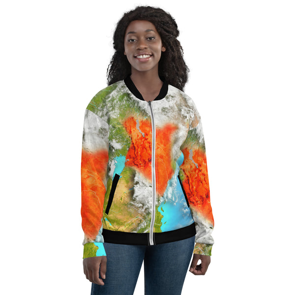 Kenyan Aerial Map, Unisex Bomber Jacket