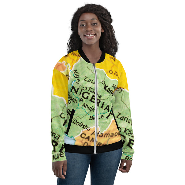 Nigeria Map, Unisex Bomber Jacket